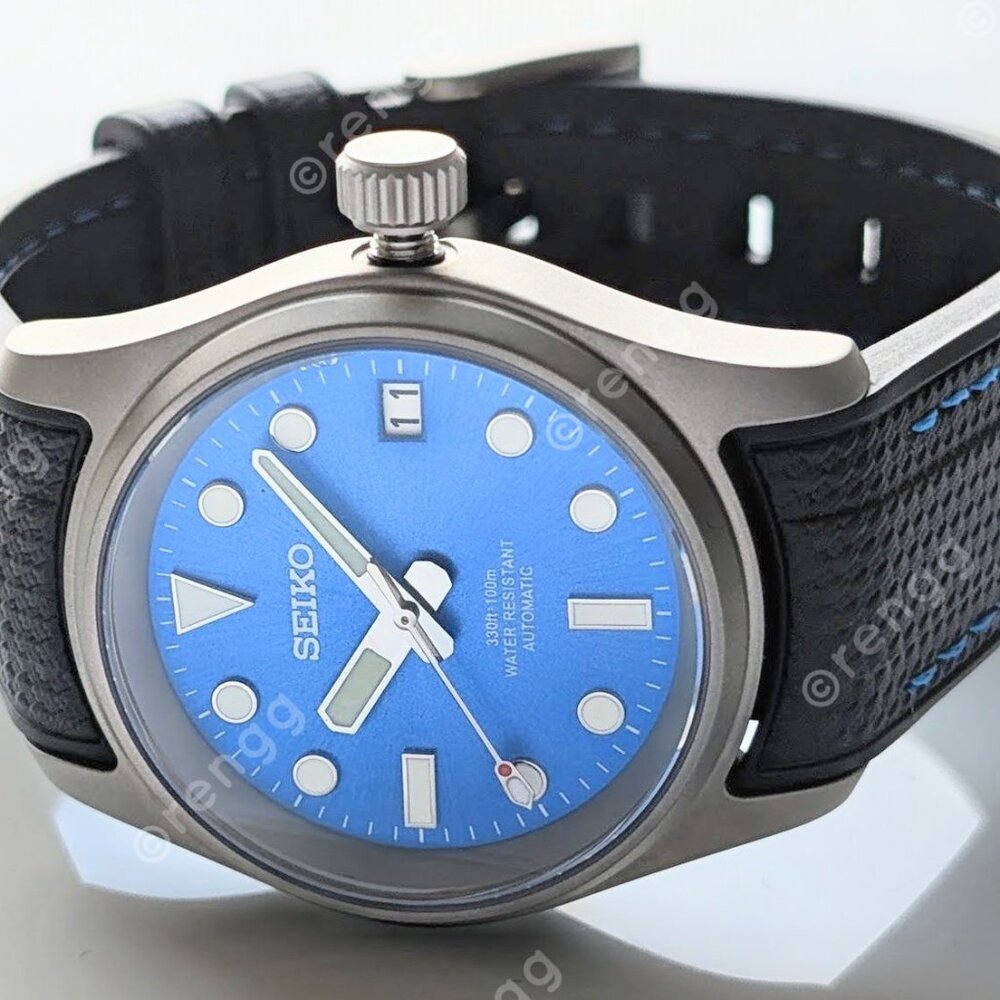 Solid Titanium 36mm Full Automatic Blue Dial Sapp… - image 8